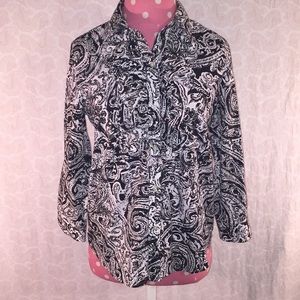 Ralph Lauren Sz S blk/wht 3/4 sleeve blouse